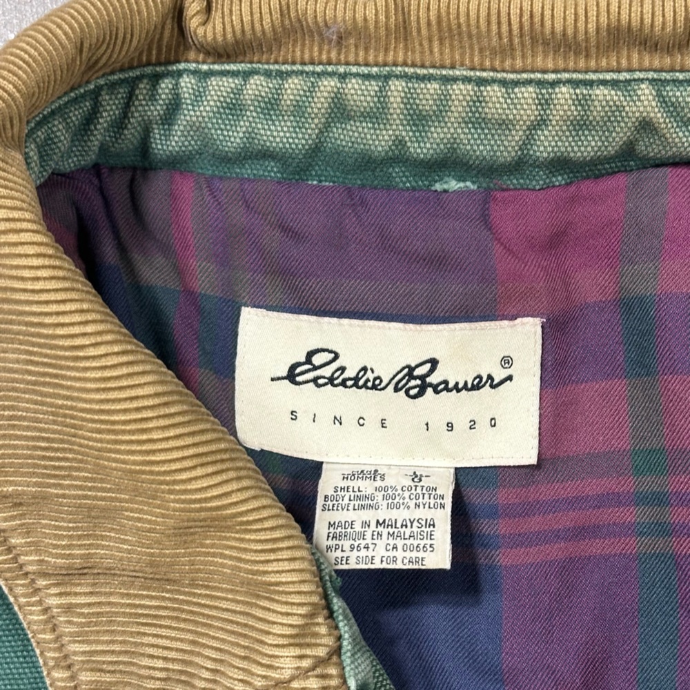 Vintage Distressed Eddie Bauer Faded Green Canvas Barn Chore Jacket Mens Large - Picture 2 of 10